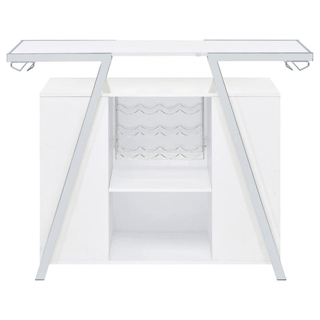 Araceli White High Gloss and Chrome Home Bar Wine Cabinet from Coaster - Luna Furniture