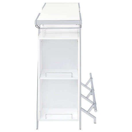 Araceli White High Gloss and Chrome Home Bar Wine Cabinet from Coaster - Luna Furniture