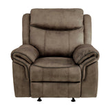 Aram Brown Fabric Glider Reclining Chair from Homelegance - Luna Furniture