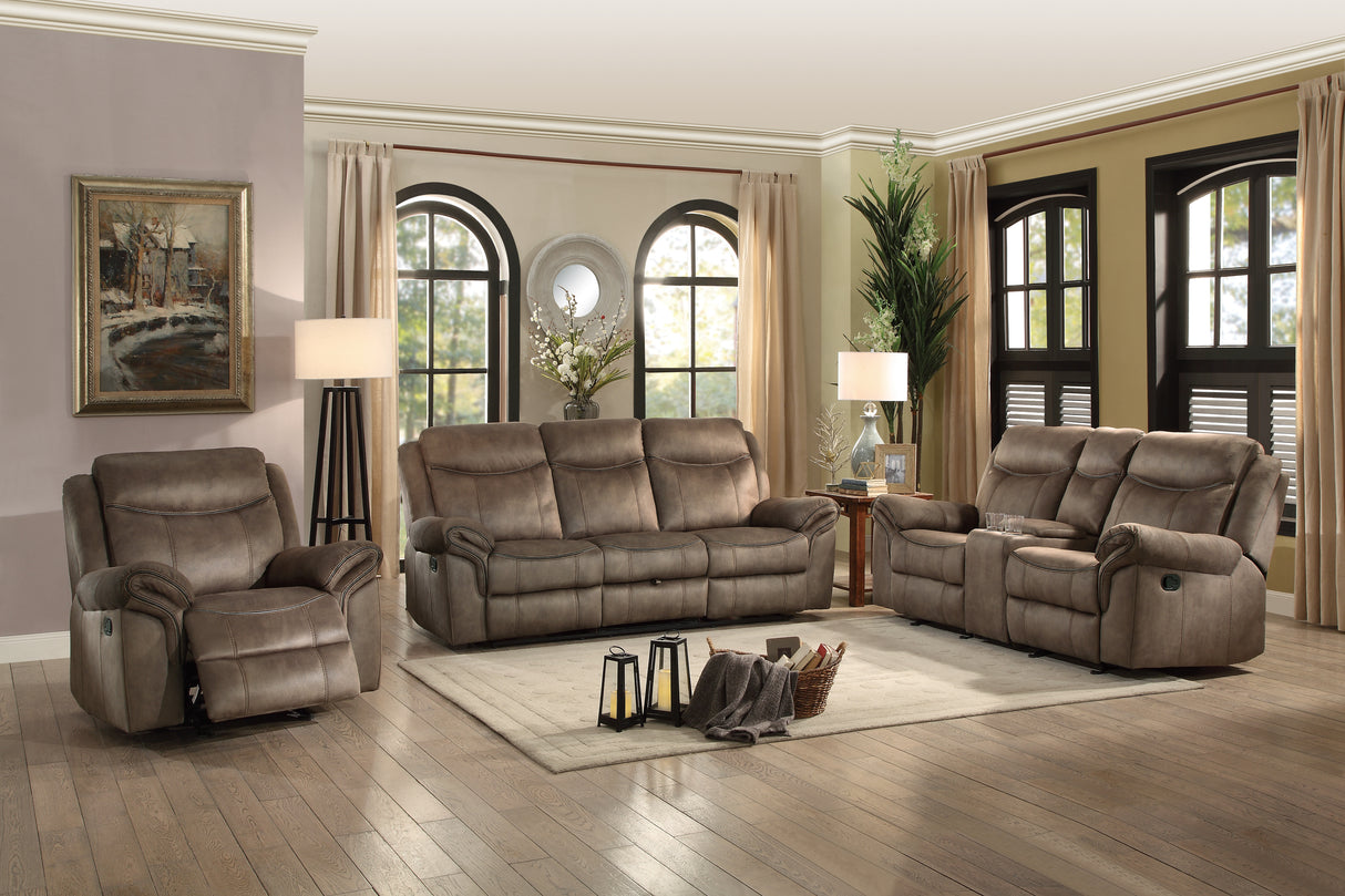Aram Brown Fabric Glider Reclining Chair from Homelegance - Luna Furniture
