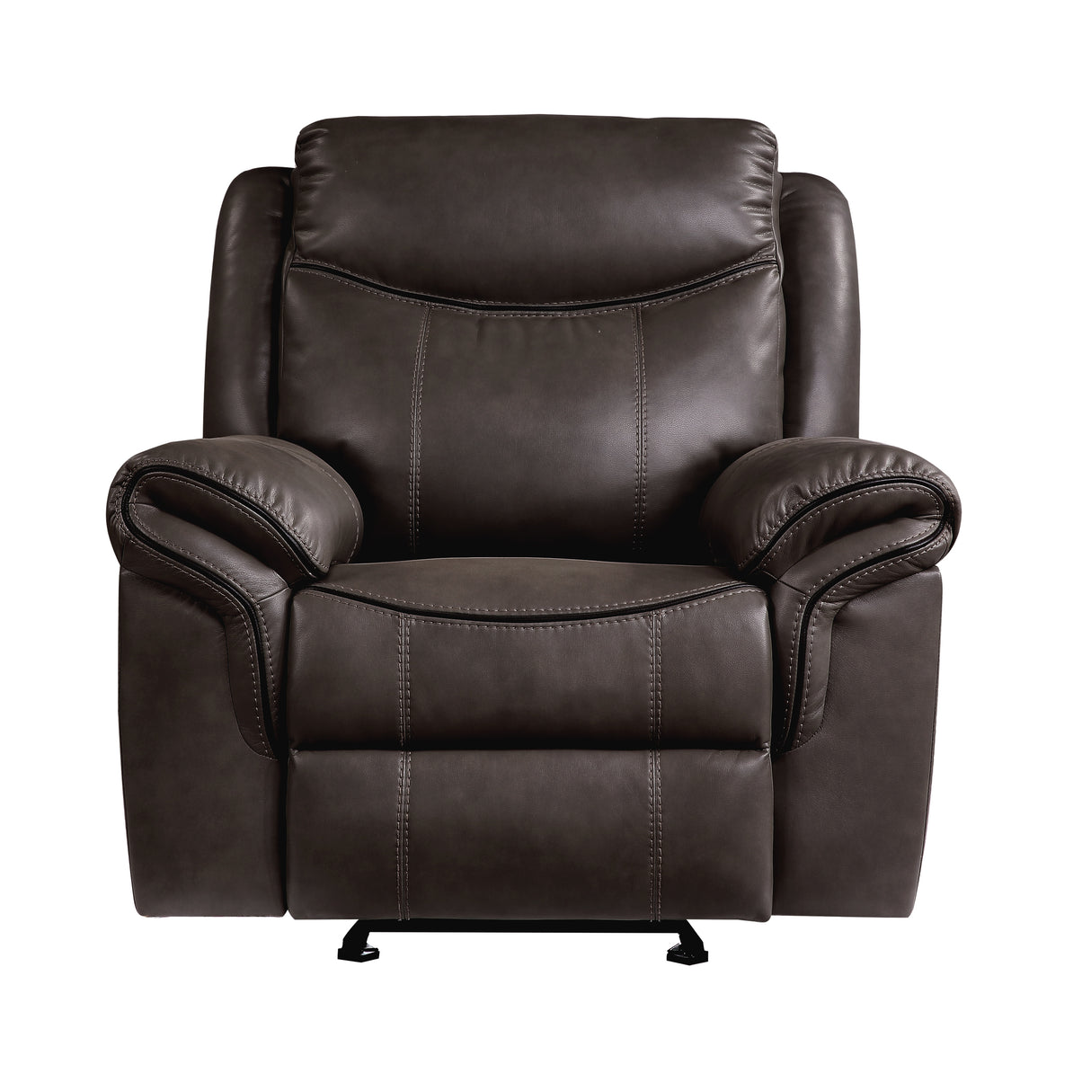 Aram Dark Brown Faux Leather Glider Reclining Chair from Homelegance - Luna Furniture