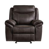 Aram Dark Brown Faux Leather Glider Reclining Chair from Homelegance - Luna Furniture