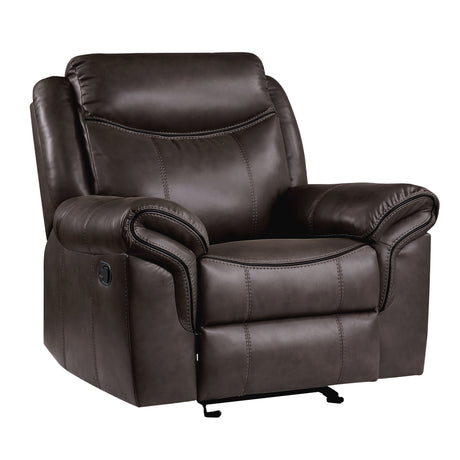 Aram Dark Brown Faux Leather Glider Reclining Chair from Homelegance - Luna Furniture