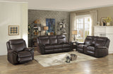 Aram Dark Brown Faux Leather Glider Reclining Chair from Homelegance - Luna Furniture