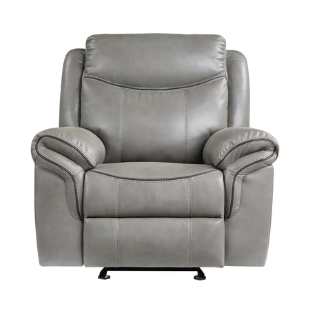 Aram Gray Faux Leather Glider Reclining Chair from Homelegance - Luna Furniture
