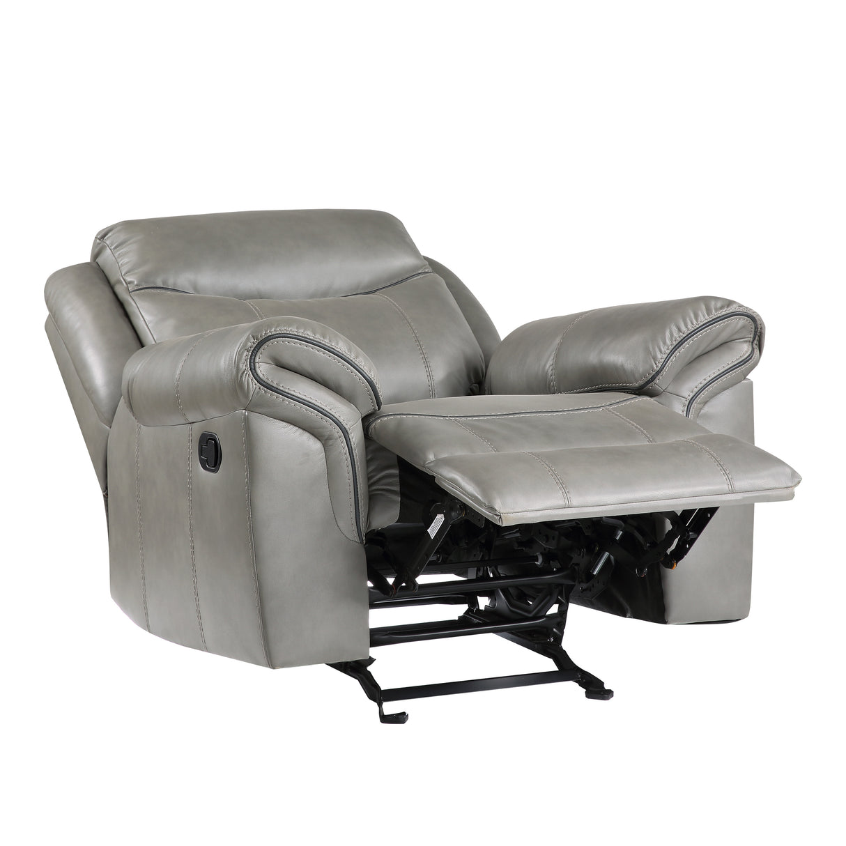 Aram Gray Faux Leather Glider Reclining Chair from Homelegance - Luna Furniture