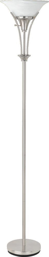 Archie Brushed Steel Floor Lamp with Frosted Ribbed Shade from Coaster - Luna Furniture