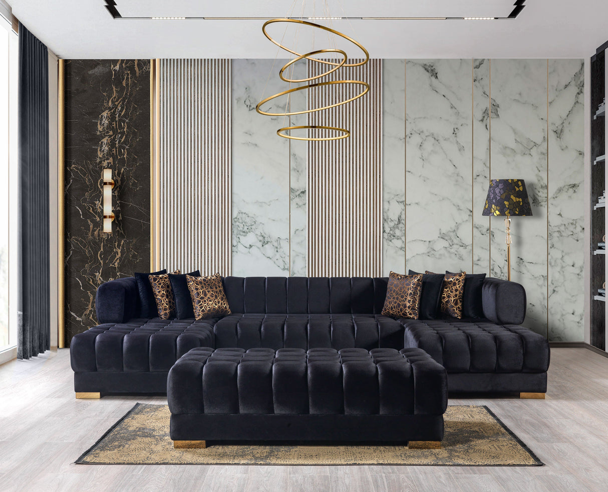 Ariana Black Velvet Double Chaise Sectional from Nova Furniture - Luna Furniture