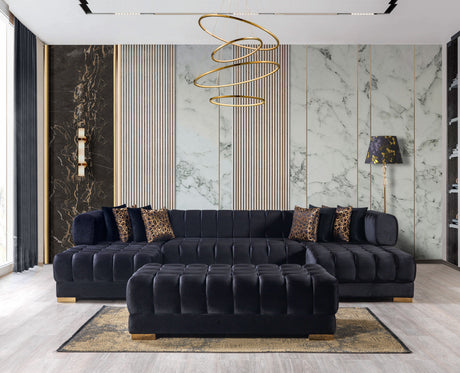 Ariana Black Velvet Double Chaise Sectional from Nova Furniture - Luna Furniture