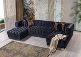 Ariana Black Velvet Double Chaise Sectional from Nova Furniture - Luna Furniture