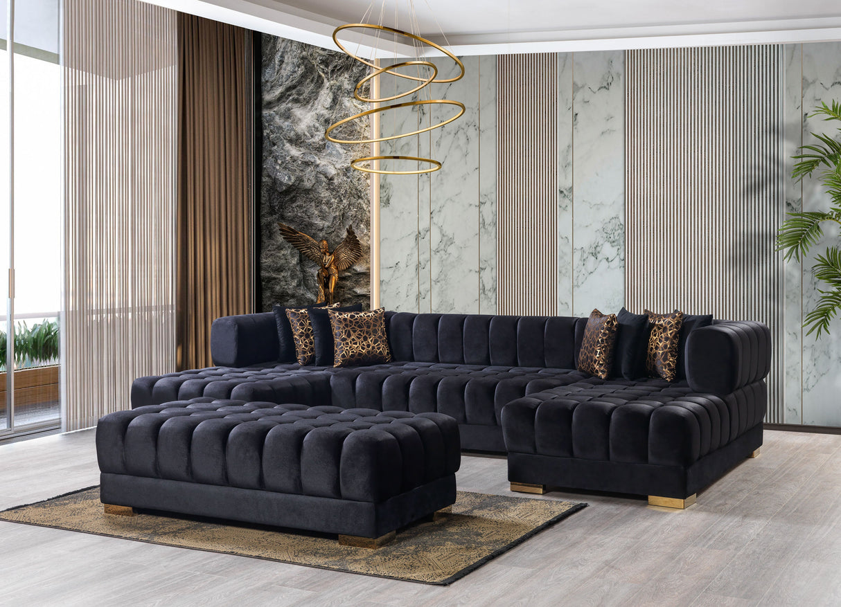 Ariana Black Velvet Double Chaise Sectional from Nova Furniture - Luna Furniture