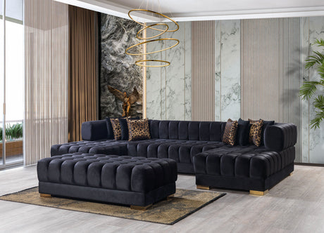 Ariana Black Velvet Double Chaise Sectional from Nova Furniture - Luna Furniture