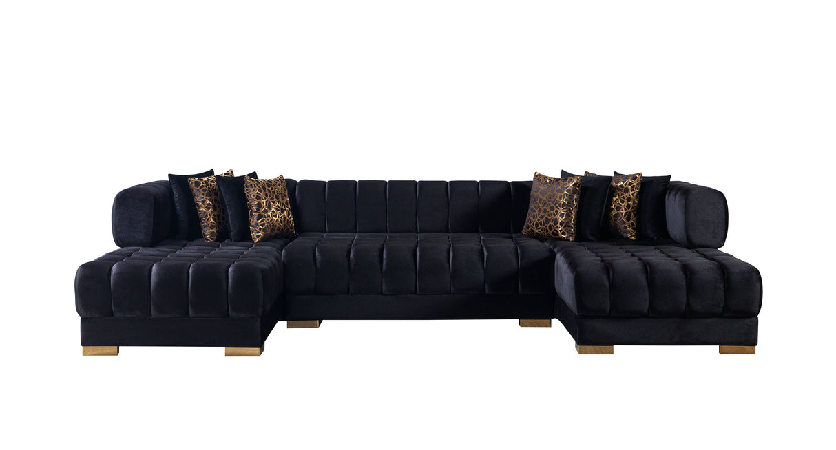 Ariana Black Velvet Double Chaise Sectional from Nova Furniture - Luna Furniture