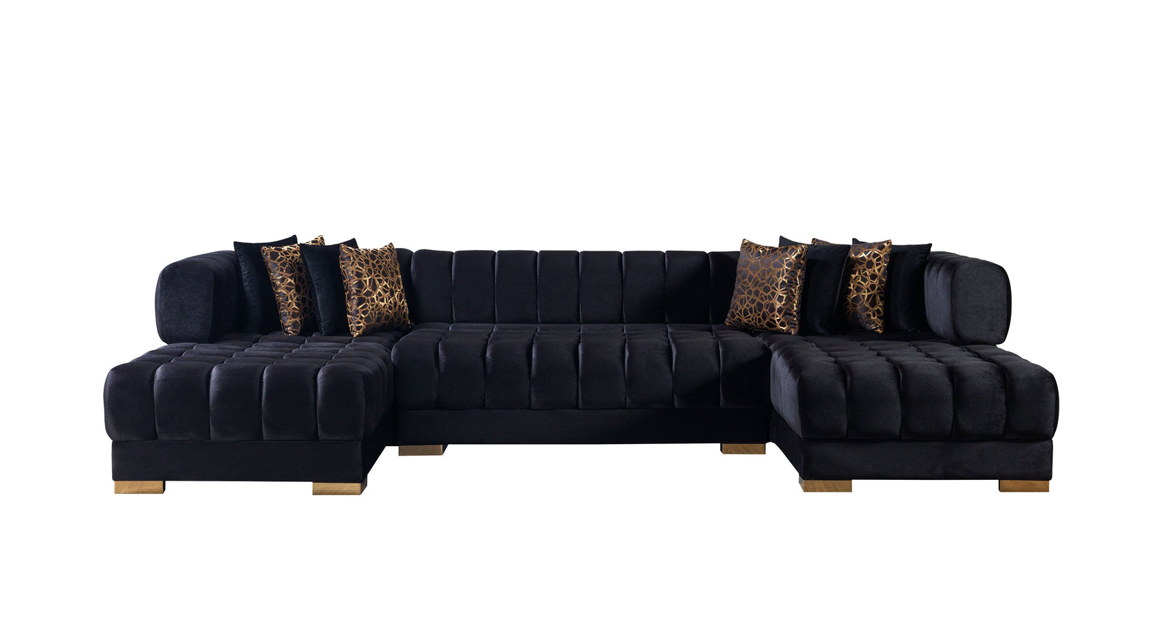 Ariana Black Velvet Double Chaise Sectional from Nova Furniture - Luna Furniture