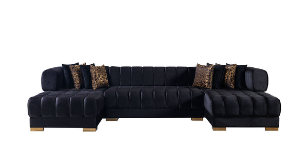 Ariana Black Velvet Double Chaise Sectional