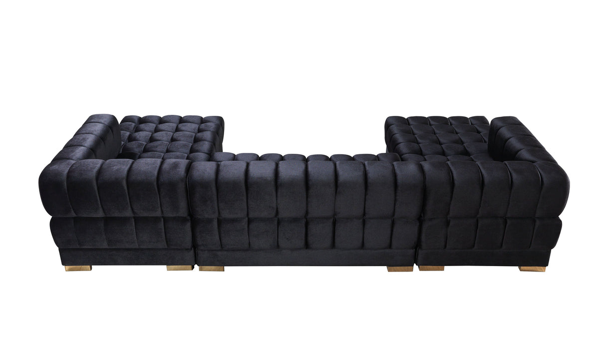Ariana Black Velvet Double Chaise Sectional from Nova Furniture - Luna Furniture