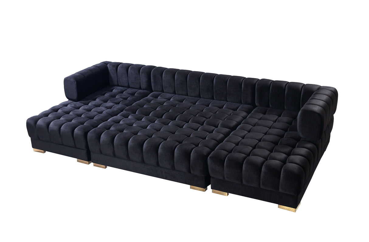 Ariana Black Velvet Double Chaise Sectional from Nova Furniture - Luna Furniture