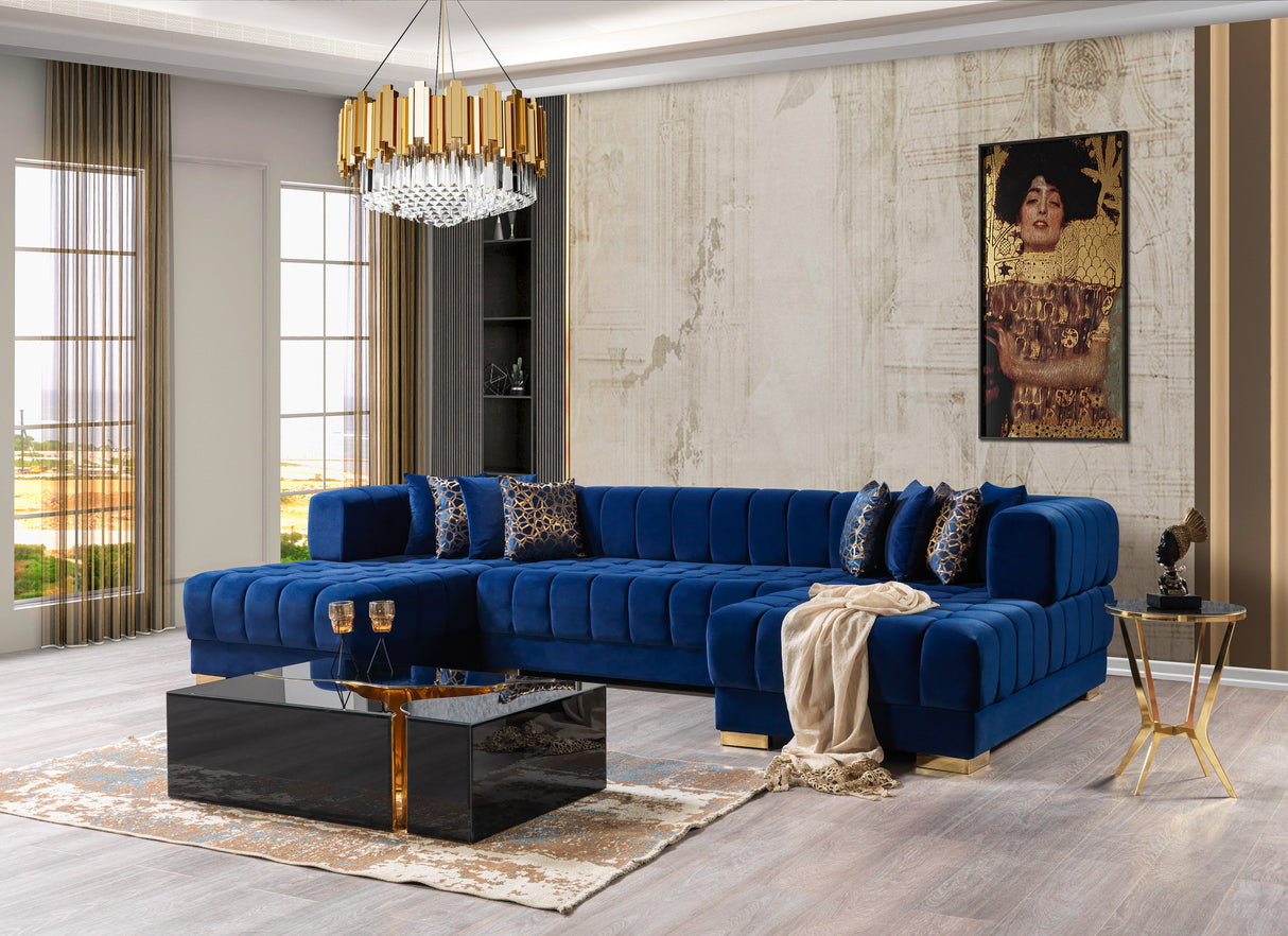 Ariana Blue Velvet Double Chaise Sectional from Nova Furniture - Luna Furniture