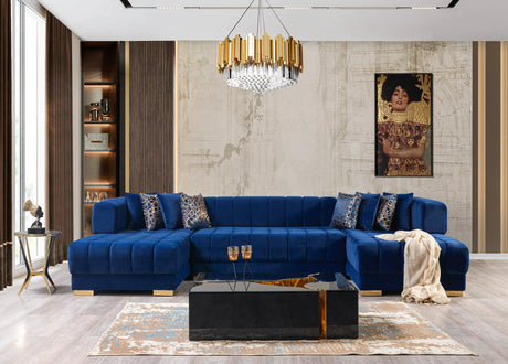 Ariana Blue Velvet Double Chaise Sectional from Nova Furniture - Luna Furniture