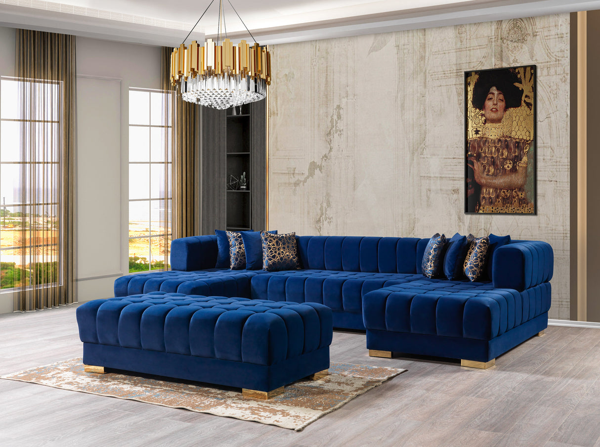 Ariana Blue Velvet Double Chaise Sectional from Nova Furniture - Luna Furniture