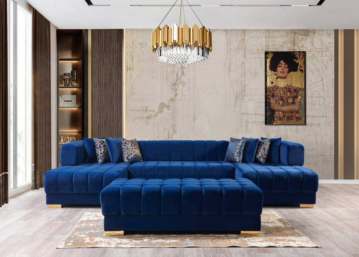 Ariana Blue Velvet Double Chaise Sectional from Nova Furniture - Luna Furniture