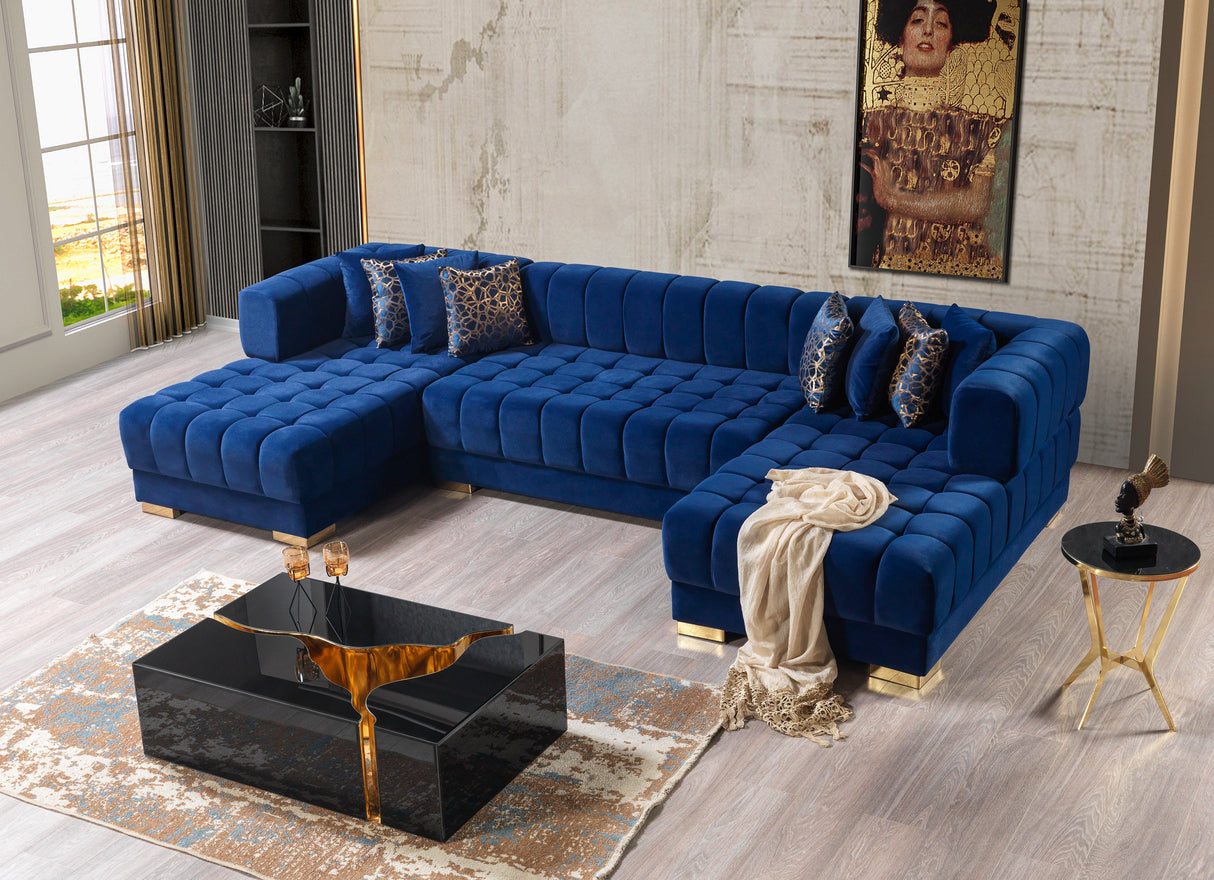 Ariana Blue Velvet Double Chaise Sectional from Nova Furniture - Luna Furniture