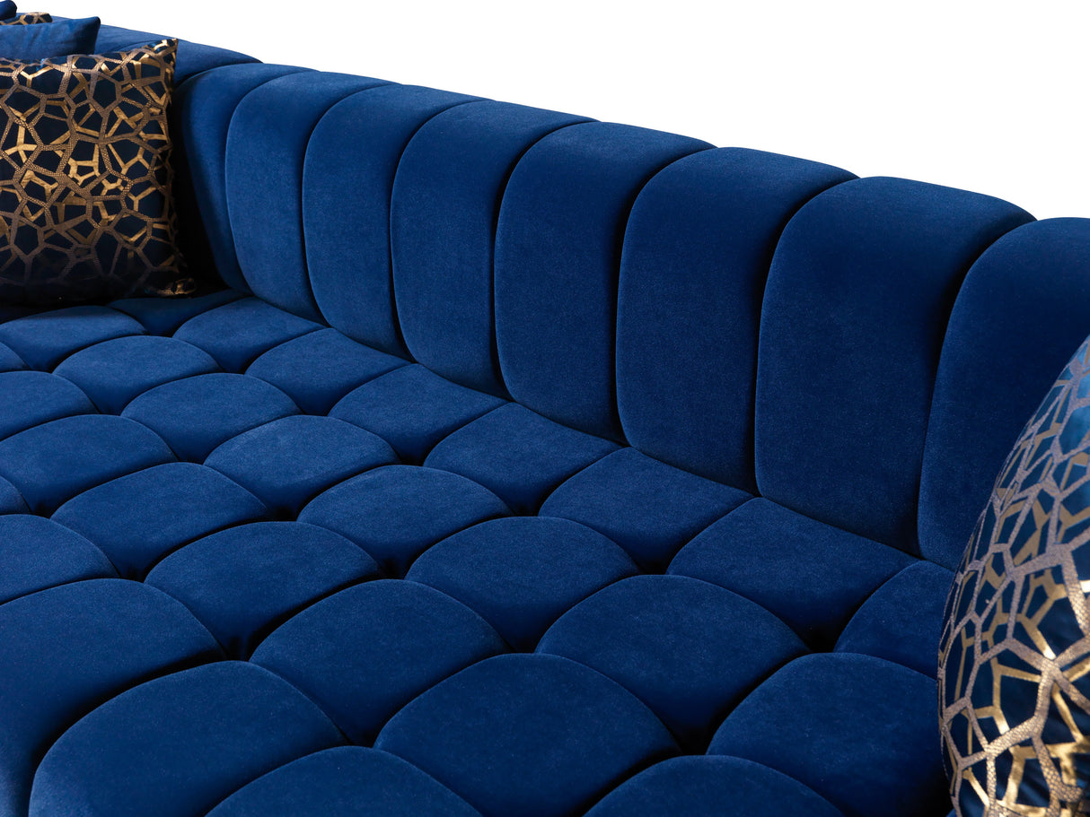 Ariana Blue Velvet Double Chaise Sectional from Nova Furniture - Luna Furniture