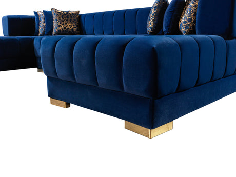 Ariana Blue Velvet Double Chaise Sectional from Nova Furniture - Luna Furniture