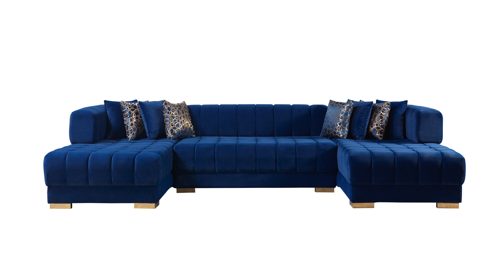 Ariana Blue Velvet Double Chaise Sectional from Nova Furniture - Luna Furniture