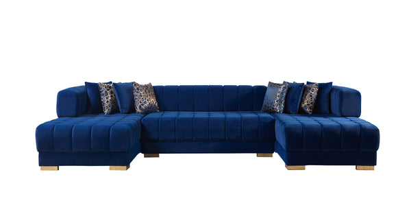 Ariana Blue Velvet Double Chaise Sectional