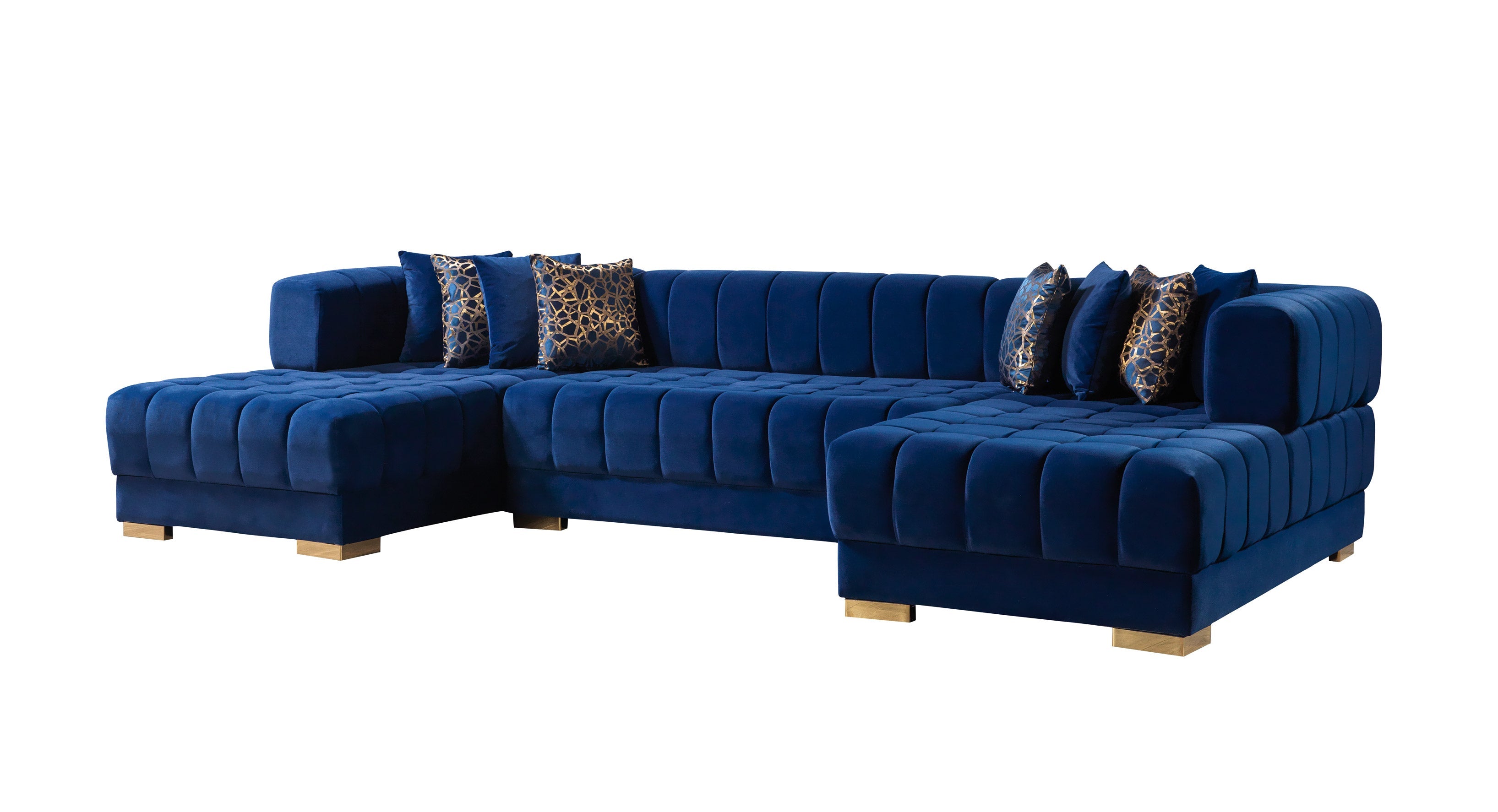 Nova Furniture Ariana Blue Velvet Double Chaise Sectional - Luna
