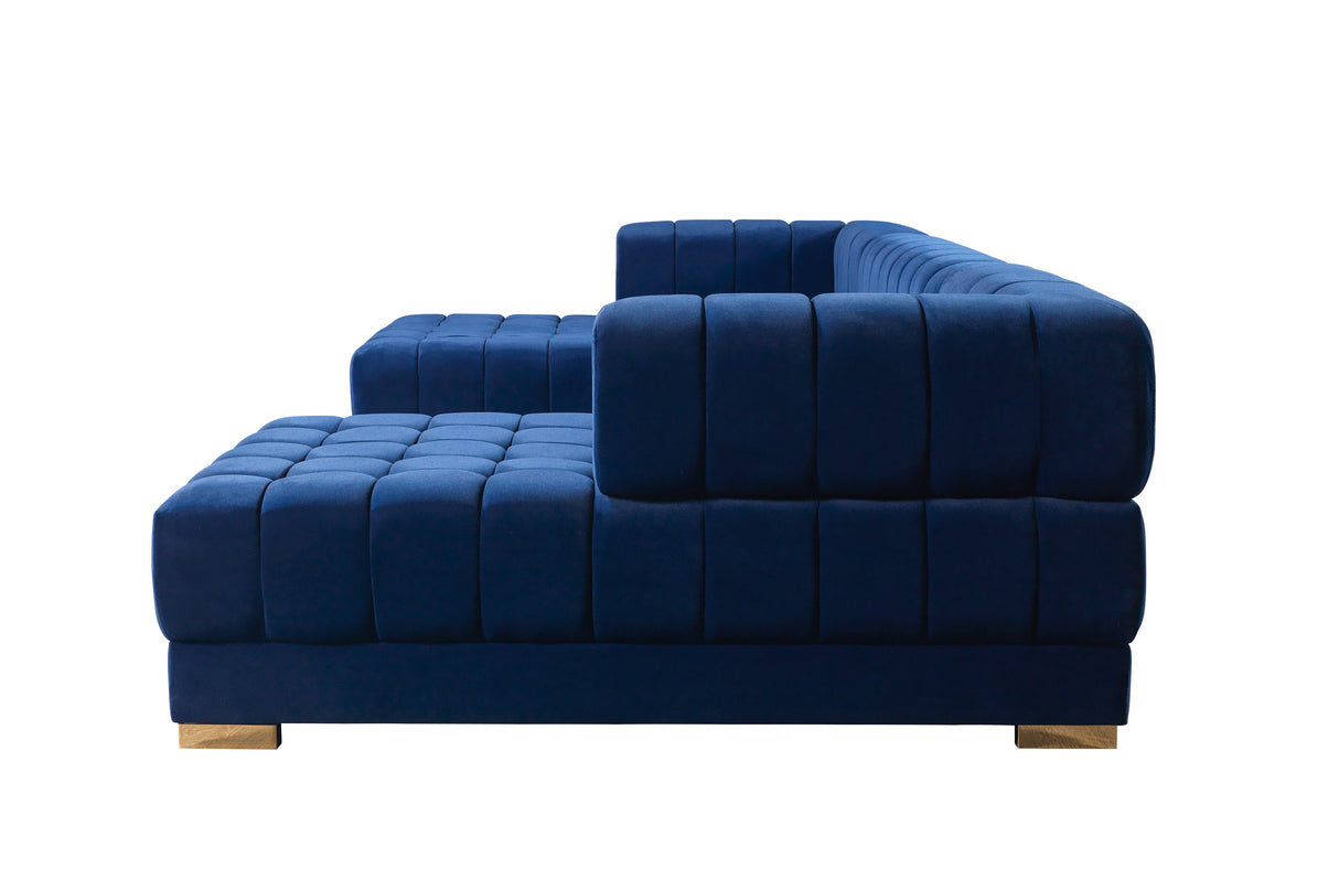 Ariana Blue Velvet Double Chaise Sectional from Nova Furniture - Luna Furniture