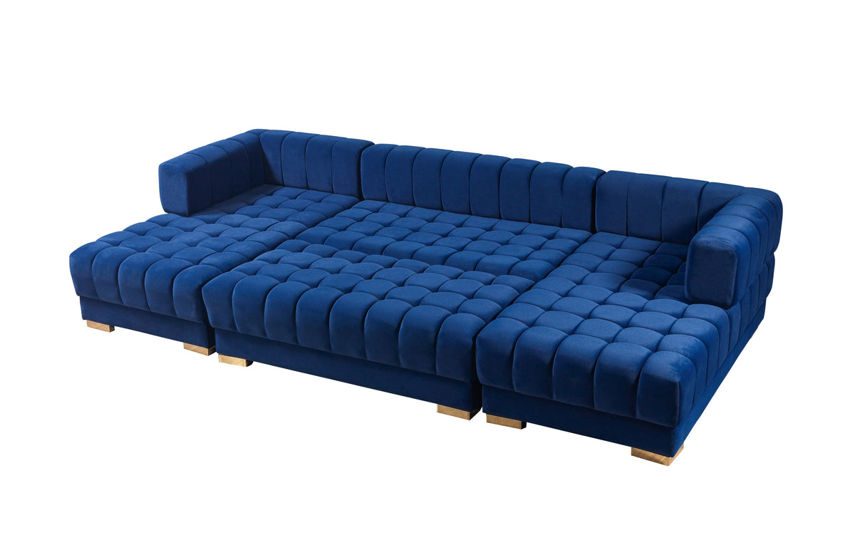 Ariana Blue Velvet Double Chaise Sectional from Nova Furniture - Luna Furniture