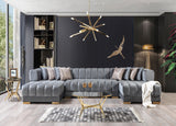 Ariana Gray Velvet Double Chaise Sectional from Nova Furniture - Luna Furniture