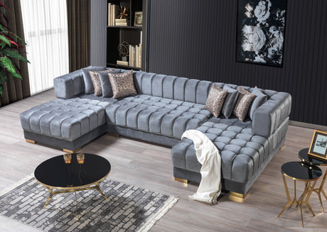 Ariana Gray Velvet Double Chaise Sectional from Nova Furniture - Luna Furniture