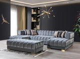 Ariana Gray Velvet Double Chaise Sectional from Nova Furniture - Luna Furniture