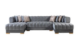 Ariana Gray Velvet Double Chaise Sectional from Nova Furniture - Luna Furniture