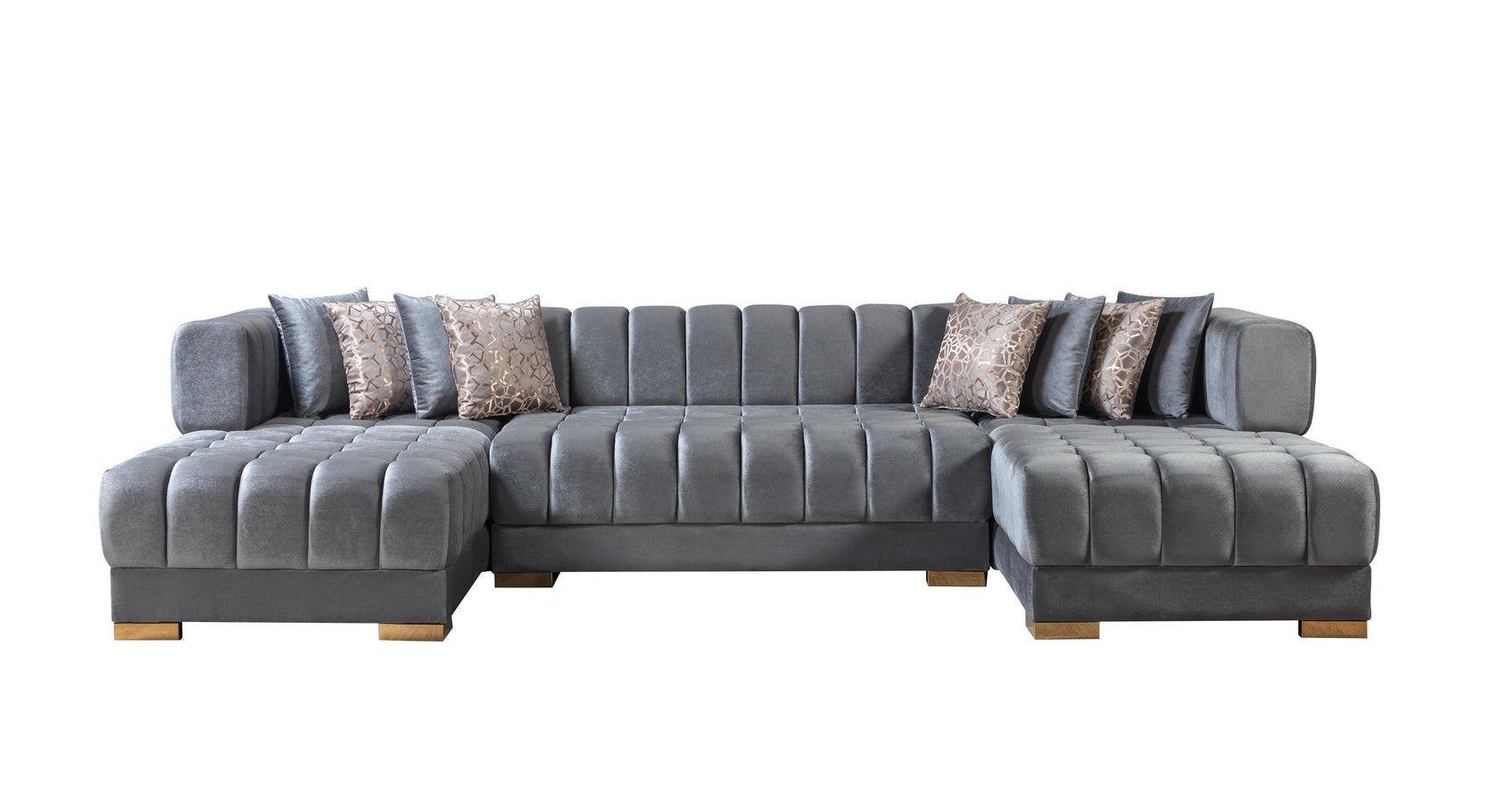 Ariana Gray Velvet Double Chaise Sectional from Nova Furniture - Luna Furniture
