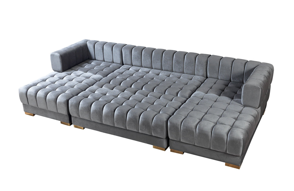Ariana Gray Velvet Double Chaise Sectional from Nova Furniture - Luna Furniture