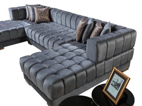 Ariana Gray Velvet Double Chaise Sectional from Nova Furniture - Luna Furniture