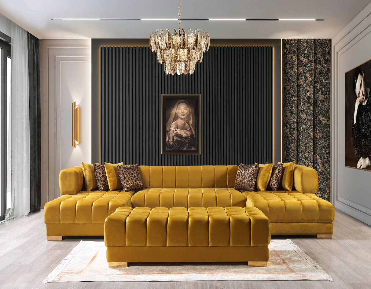 Ariana Mustard Velvet Double Chaise Sectional from Nova Furniture - Luna Furniture