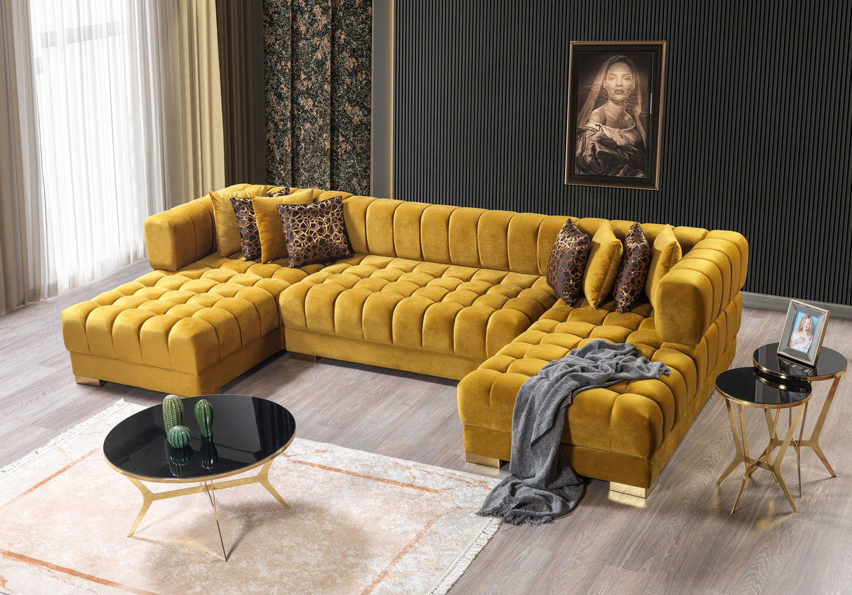 Ariana Mustard Velvet Double Chaise Sectional from Nova Furniture - Luna Furniture