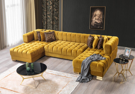 Ariana Mustard Velvet Double Chaise Sectional from Nova Furniture - Luna Furniture