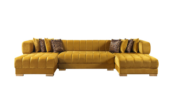 Ariana Mustard Velvet Double Chaise Sectional