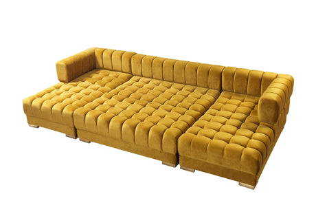 Ariana Mustard Velvet Double Chaise Sectional from Nova Furniture - Luna Furniture