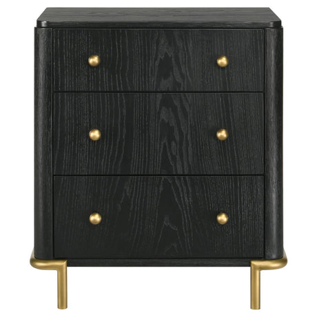 Arini Black 3-Drawer Nightstand from Coaster - Luna Furniture