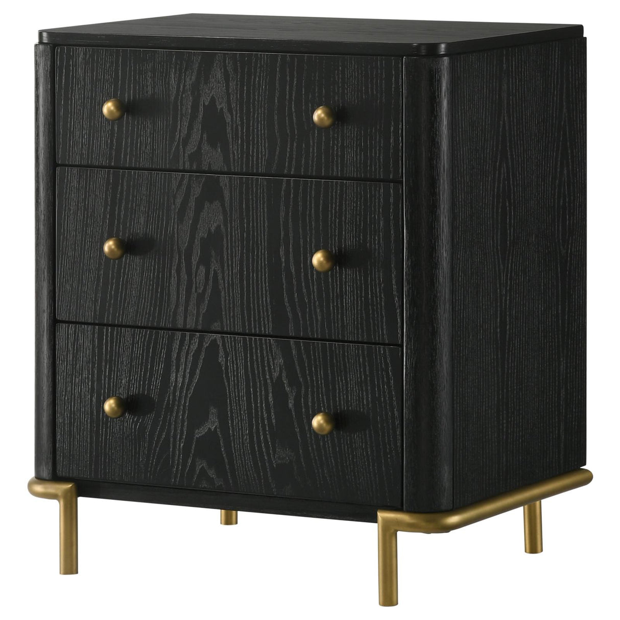 Arini Black 3-Drawer Nightstand from Coaster - Luna Furniture