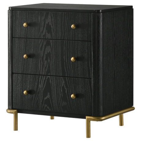 Arini Black 3-Drawer Nightstand from Coaster - Luna Furniture
