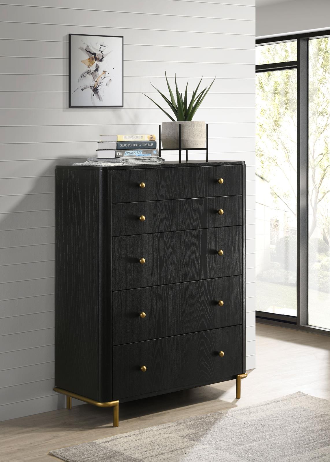 Arini Black 5-Drawer Bedroom Chest from Coaster - Luna Furniture