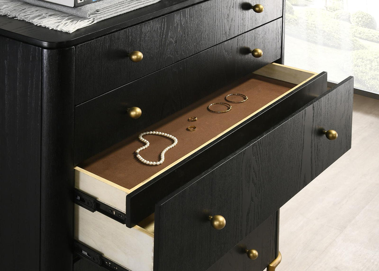 Arini Black 5-Drawer Bedroom Chest from Coaster - Luna Furniture